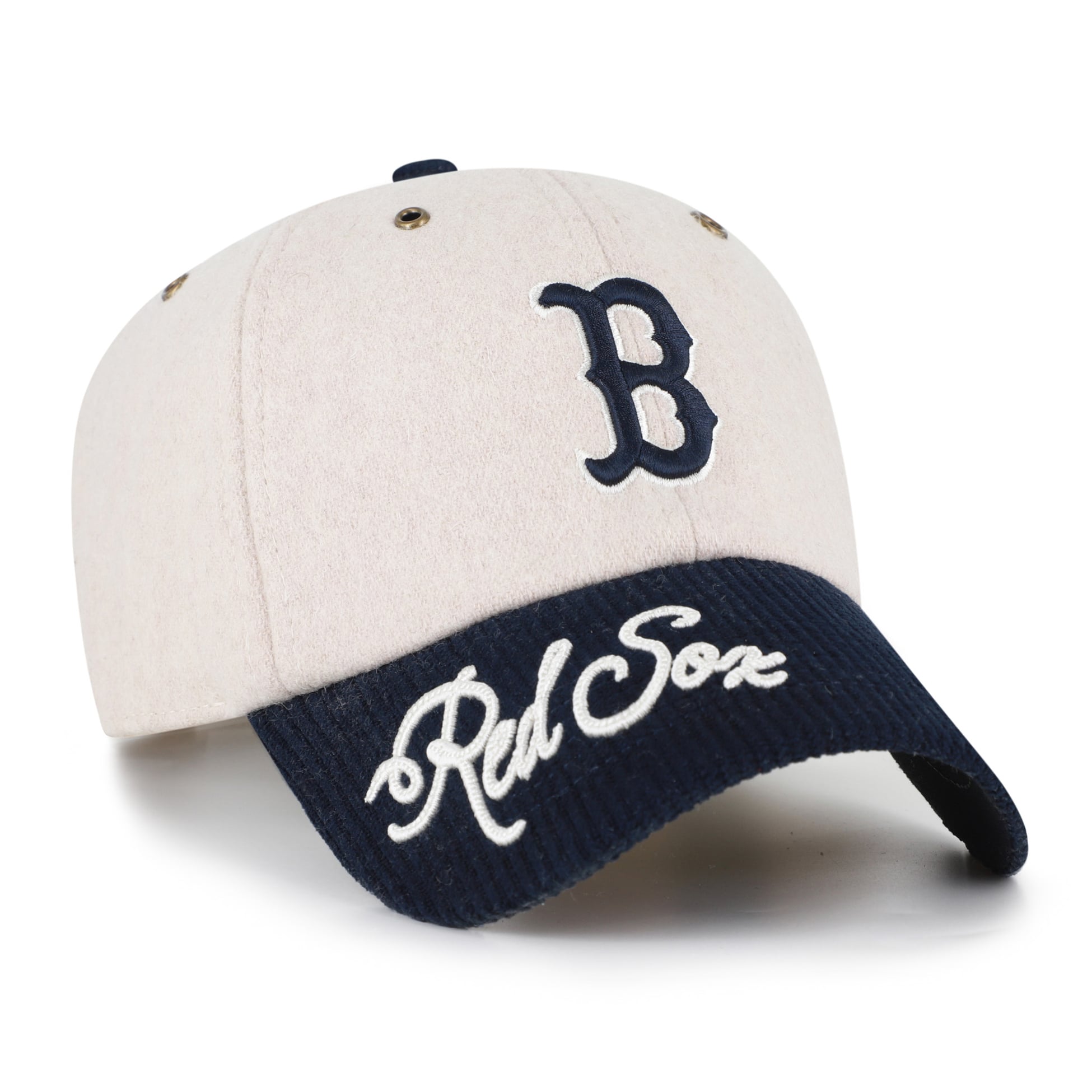Women's '47 Natural/Navy Boston Red Sox Rope Script Clean Up Adjustable Hat