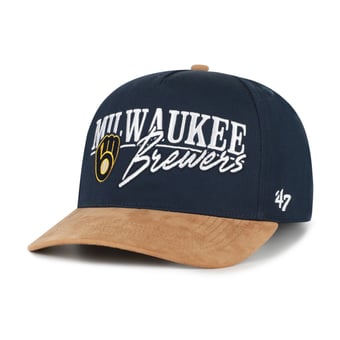 Men's '47 Navy/Light Brown Milwaukee Brewers Scribe Line Hitch Adjustable Hat