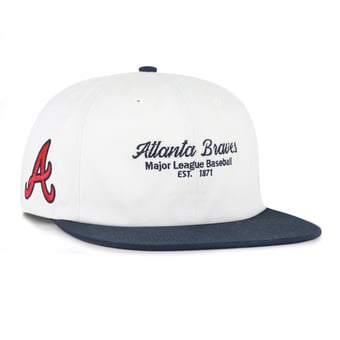 Men's '47 White/Navy Atlanta Braves Script Stack Relaxed Captain Snapback