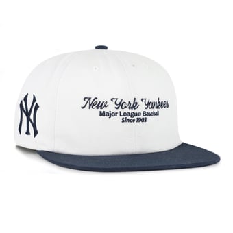 Men's '47 White/Navy New York Yankees Script Stack Relaxed Captain Snapback