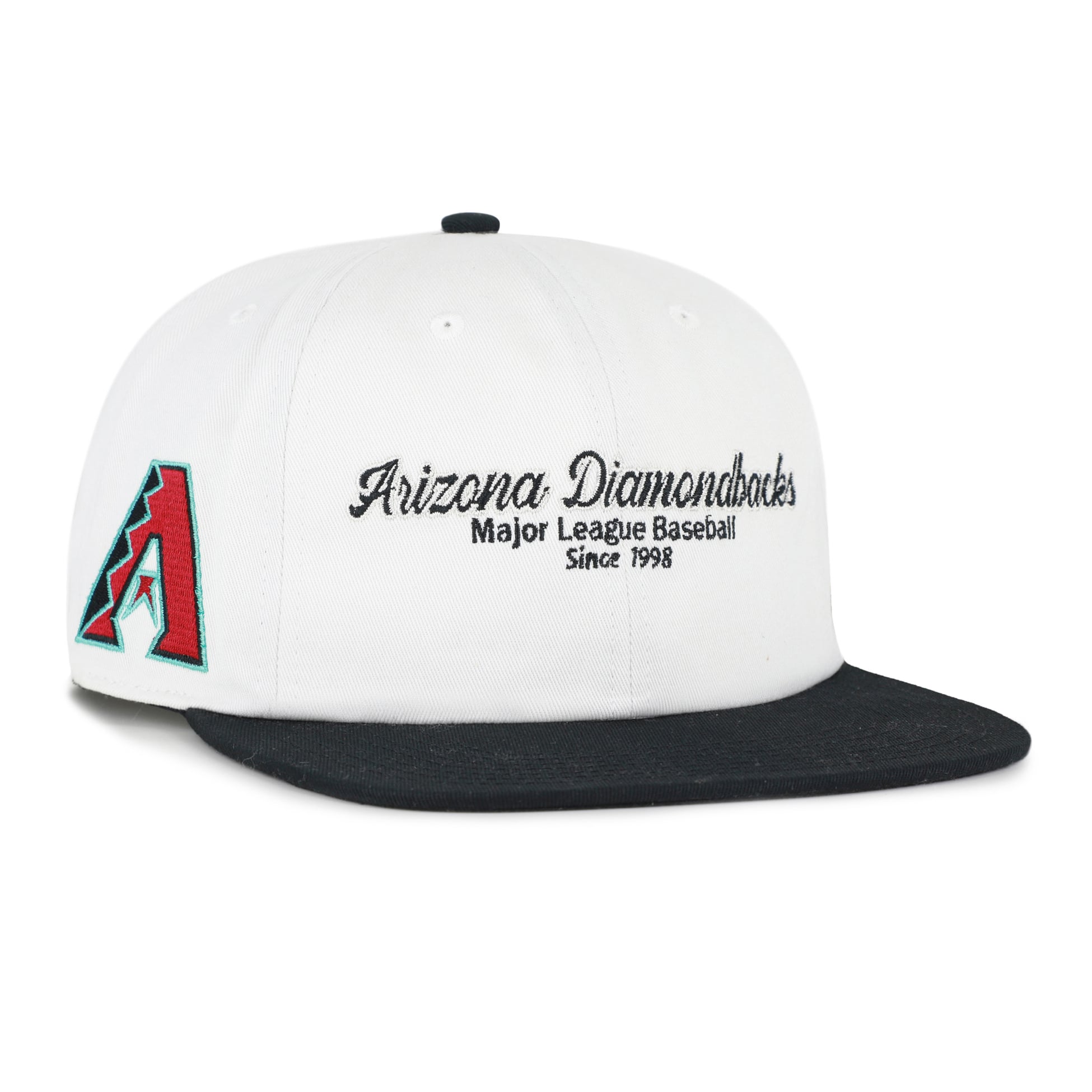 Men's '47 White/Black Arizona Diamondbacks Script Stack Relaxed Captain Snapback