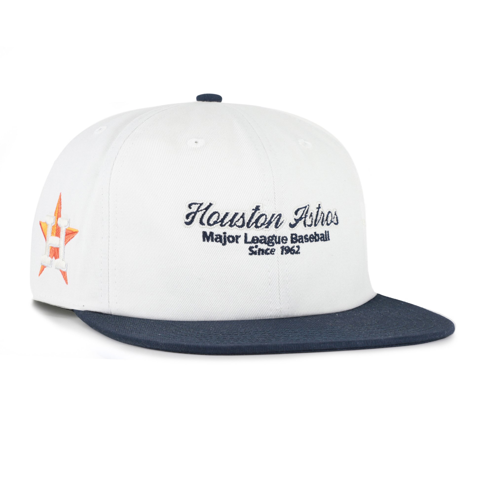 Men's '47 White/Navy Houston Astros Script Stack Relaxed Captain Snapback