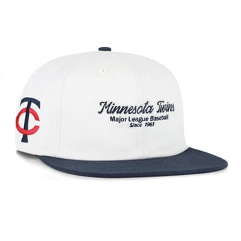 Men's '47 White/Navy Minnesota Twins Script Stack Relaxed Captain Snapback