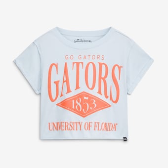 Women's Gameday Social Light Blue Florida Gators Cropped Cuffed T-Shirt