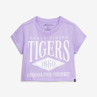 Women's Gameday Social  Purple LSU Tigers Cropped Cuffed T-Shirt