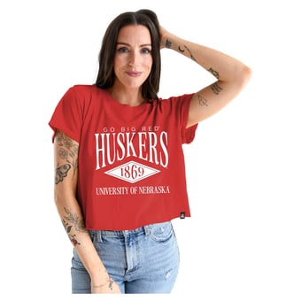 Women's Gameday Social  Scarlet Nebraska Huskers Cropped Cuffed T-Shirt