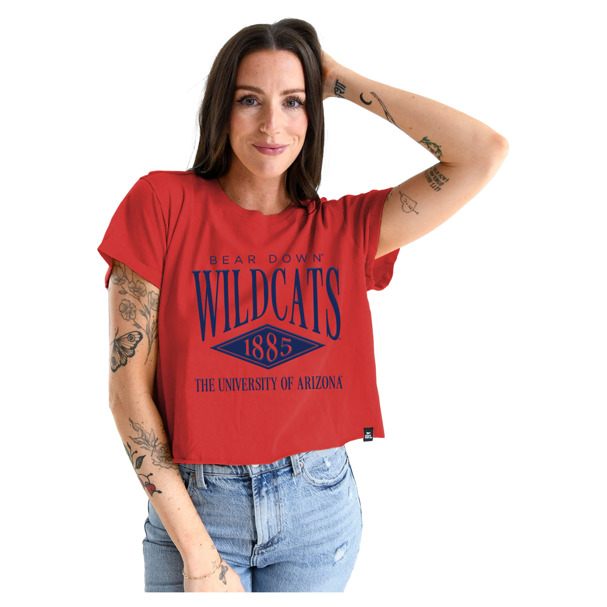 Women's Gameday Social  Red Arizona Wildcats Cropped Cuffed T-Shirt