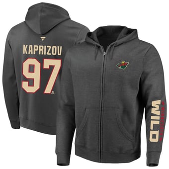 Men's Fanatics Kirill Kaprizov Charcoal Minnesota Wild Big & Tall Full-Zip Player Hoodie