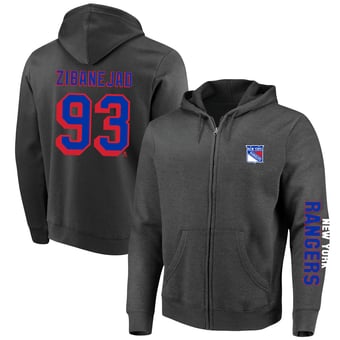 Men's Fanatics Mika Zibanejad Charcoal New York Rangers Big & Tall FZ Player Hoodie