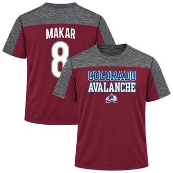 Men's Fanatics Cale Makar Maroon Colorado Avalanche Big & Tall Name & Number Colorblocked T-Shirt