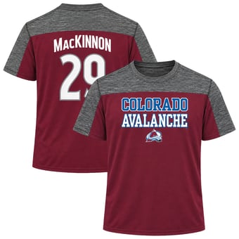 Men's Fanatics Nathan MacKinnon Maroon Colorado Avalanche Big & Tall Name & Number Colorblocked T-Shirt