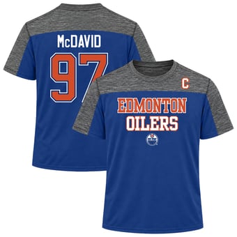 Men's Fanatics Connor McDavid Royal Edmonton Oilers Big & Tall Name & Number Colorblocked T-Shirt