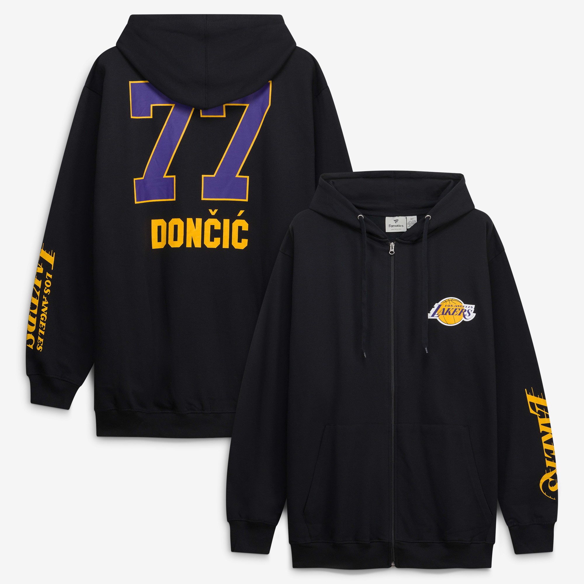 Men's Fanatics Luka Dončić Black Los Angeles Lakers Big & Tall Full-Zip Hoodie