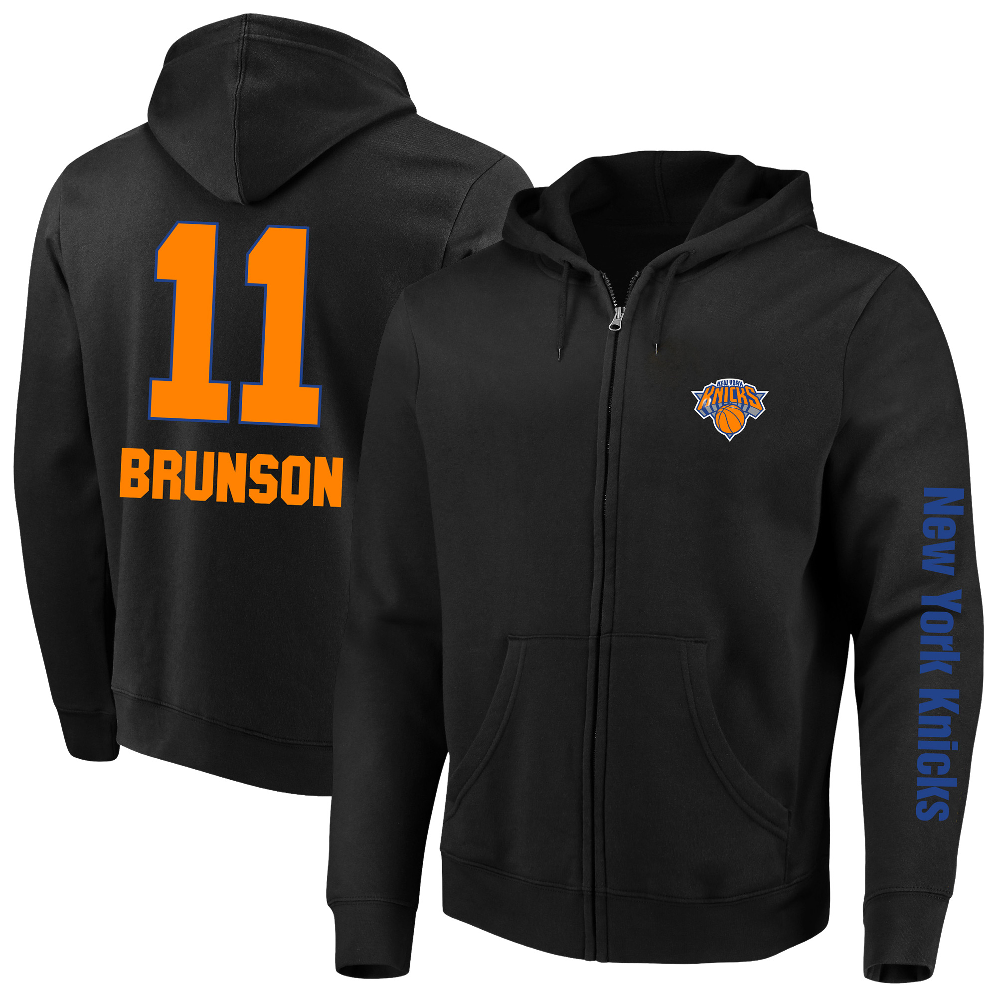 Men's Fanatics Jalen Brunson Black New York Knicks Big & Tall Full-Zip Hoodie