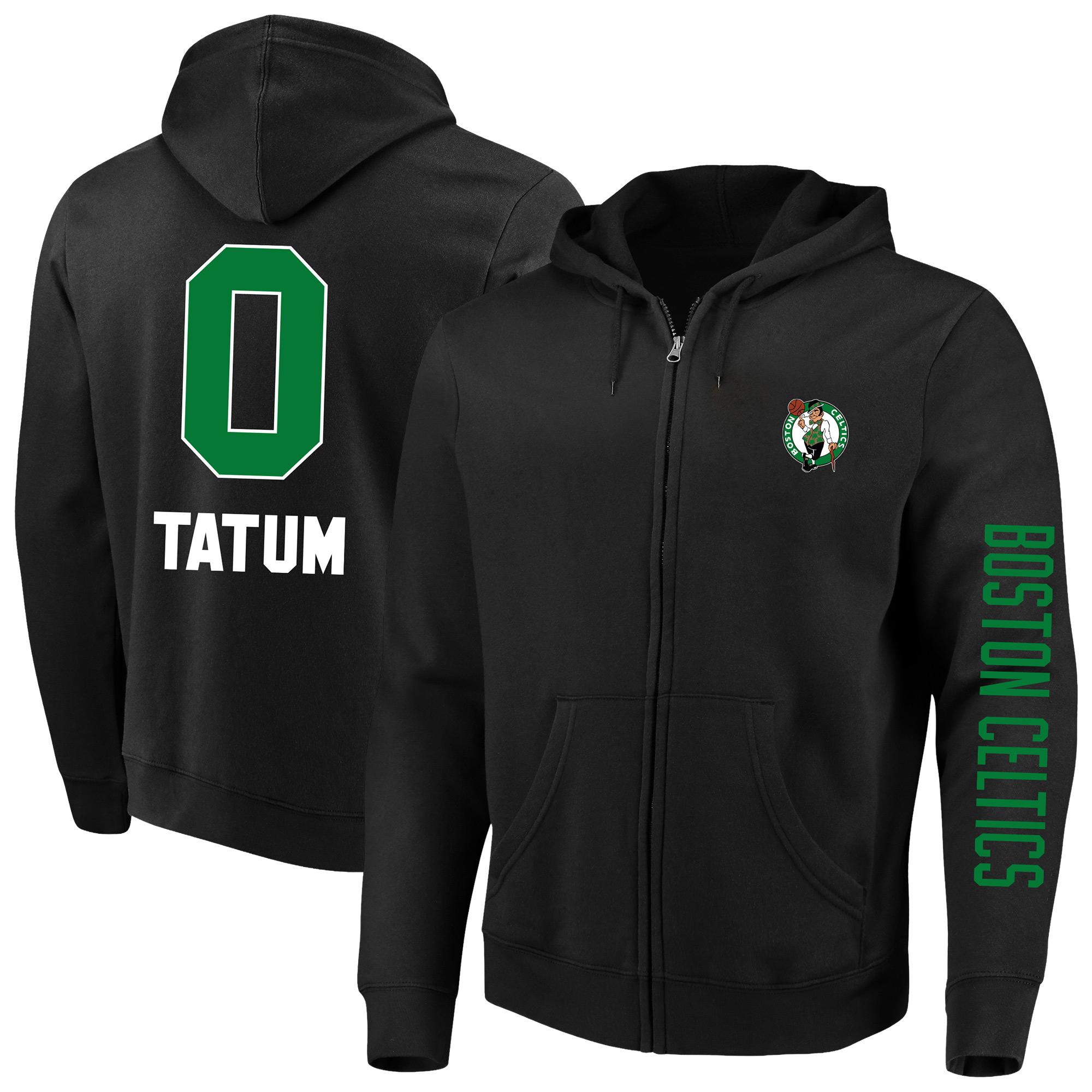 Men's Fanatics Jayson Tatum Black Boston Celtics Big & Tall Full-Zip Hoodie