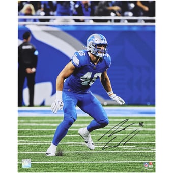 Jack Campbell Detroit Lions Autographed 16" x 20" Defensive Stance Photograph
