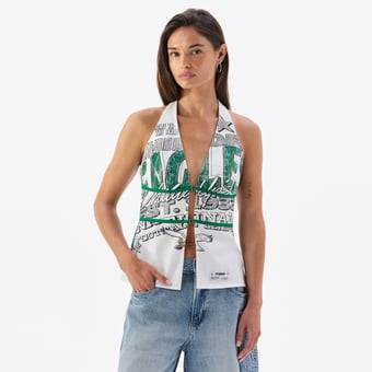 Women's White Philadelphia Eagles Canvas Halter Tank Top