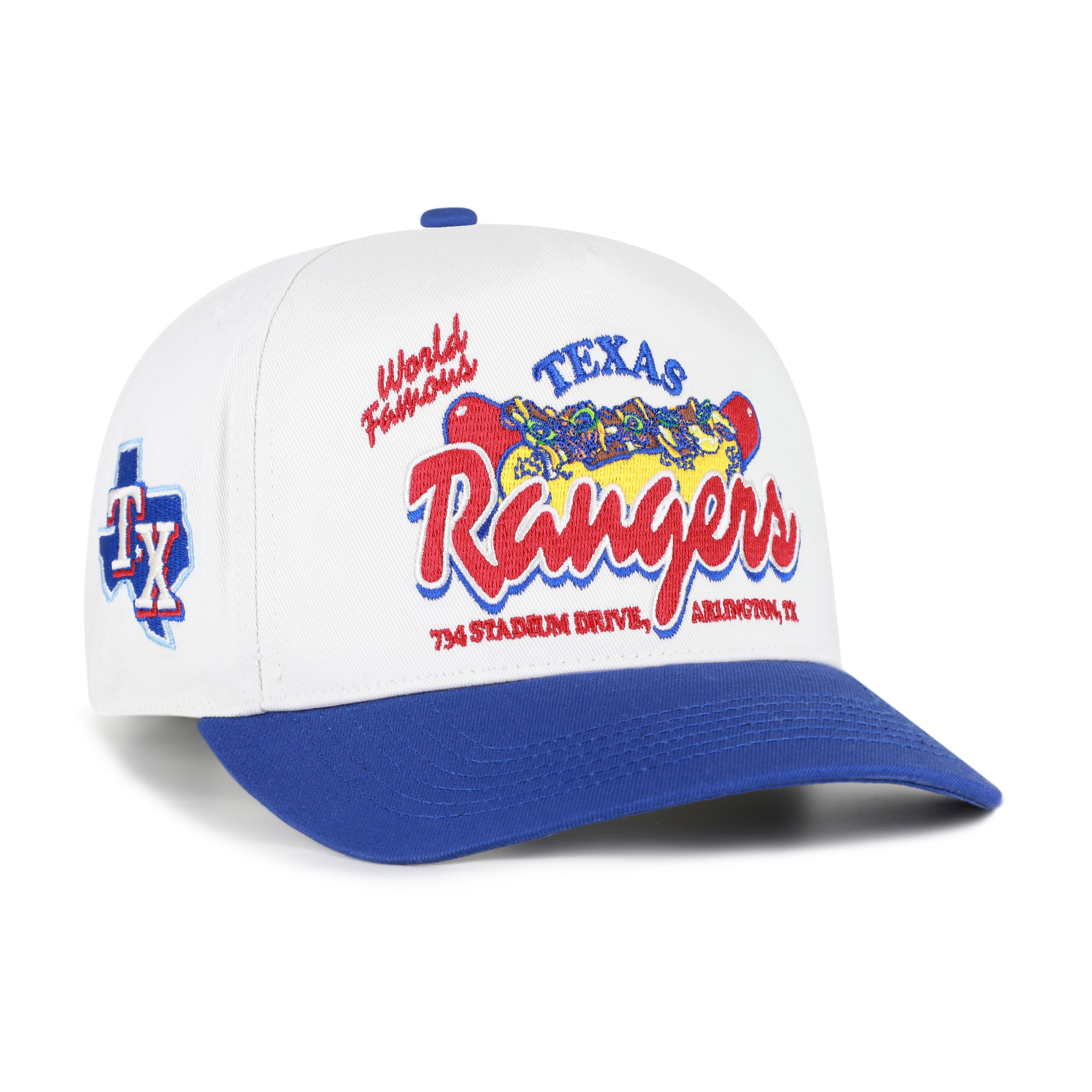 Men's '47 White/Royal Texas Rangers Glizzy Collection Hitch Adjustable Hat