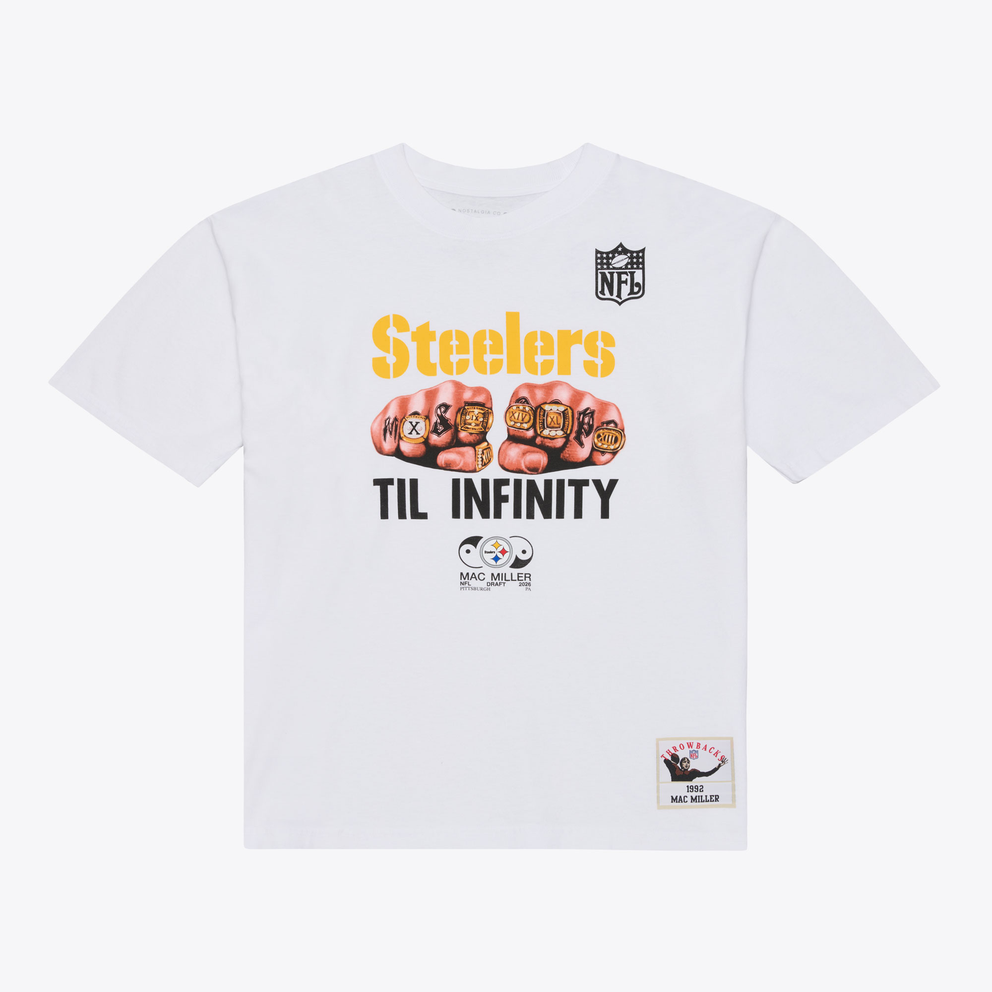 Men's Mitchell & Ness x Mac Miller White Pittsburgh Steelers Til Infinity T-Shirt