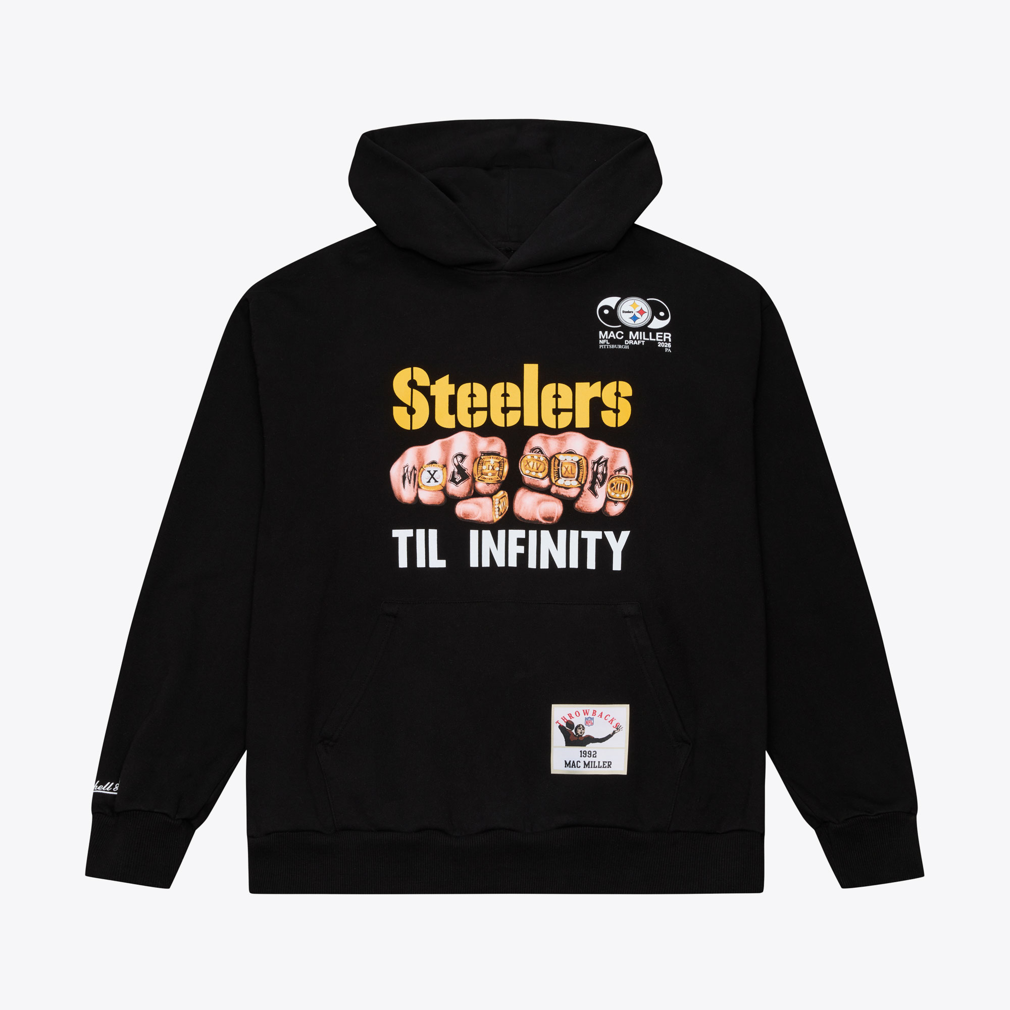 Men's Mitchell & Ness x Mac Miller Black Pittsburgh Steelers Til Infinity Hoodie
