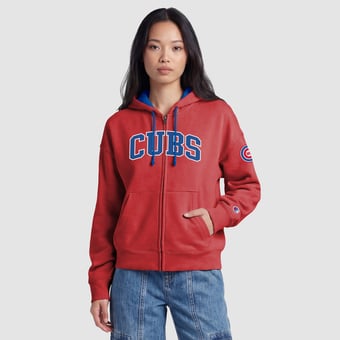 Women's Champion  Red Chicago Cubs Fleece Full-Zip Hoodie