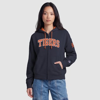 Women's Champion  Navy Detroit Tigers Fleece Full-Zip Hoodie
