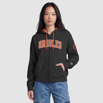 Women's Champion  Black Baltimore Orioles Fleece Full-Zip Hoodie