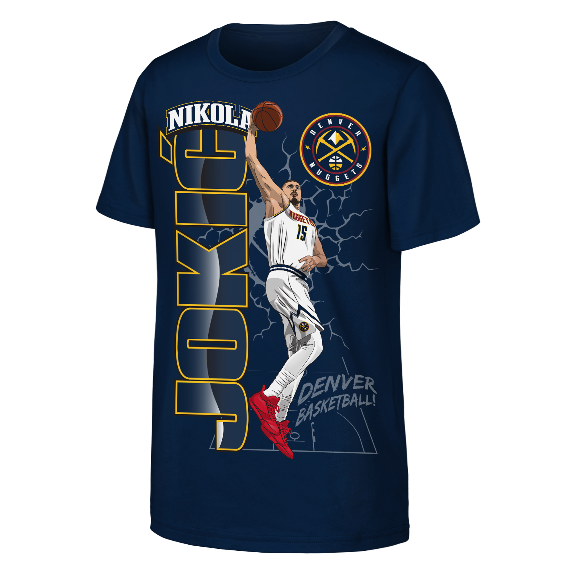 Outerstuff Big Boys' and Girls' Nikola Jokic Navy Denver Nuggets Height T-Shirt - Navy