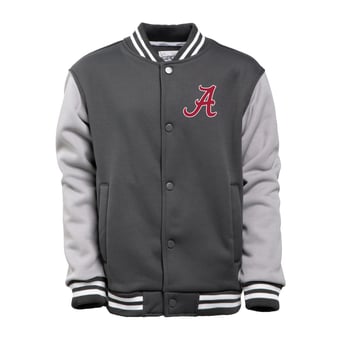 Youth Garb Charcoal/Gray Alabama Crimson Tide Zeo Varsity Full-Snap Jacket