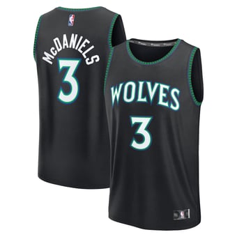 Men's Fanatics Jaden McDaniels Black Minnesota Timberwolves Fast Break Jersey - Statement Edition