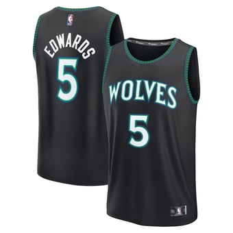 Men's Fanatics Anthony Edwards Black Minnesota Timberwolves Fast Break Jersey - Statement Edition