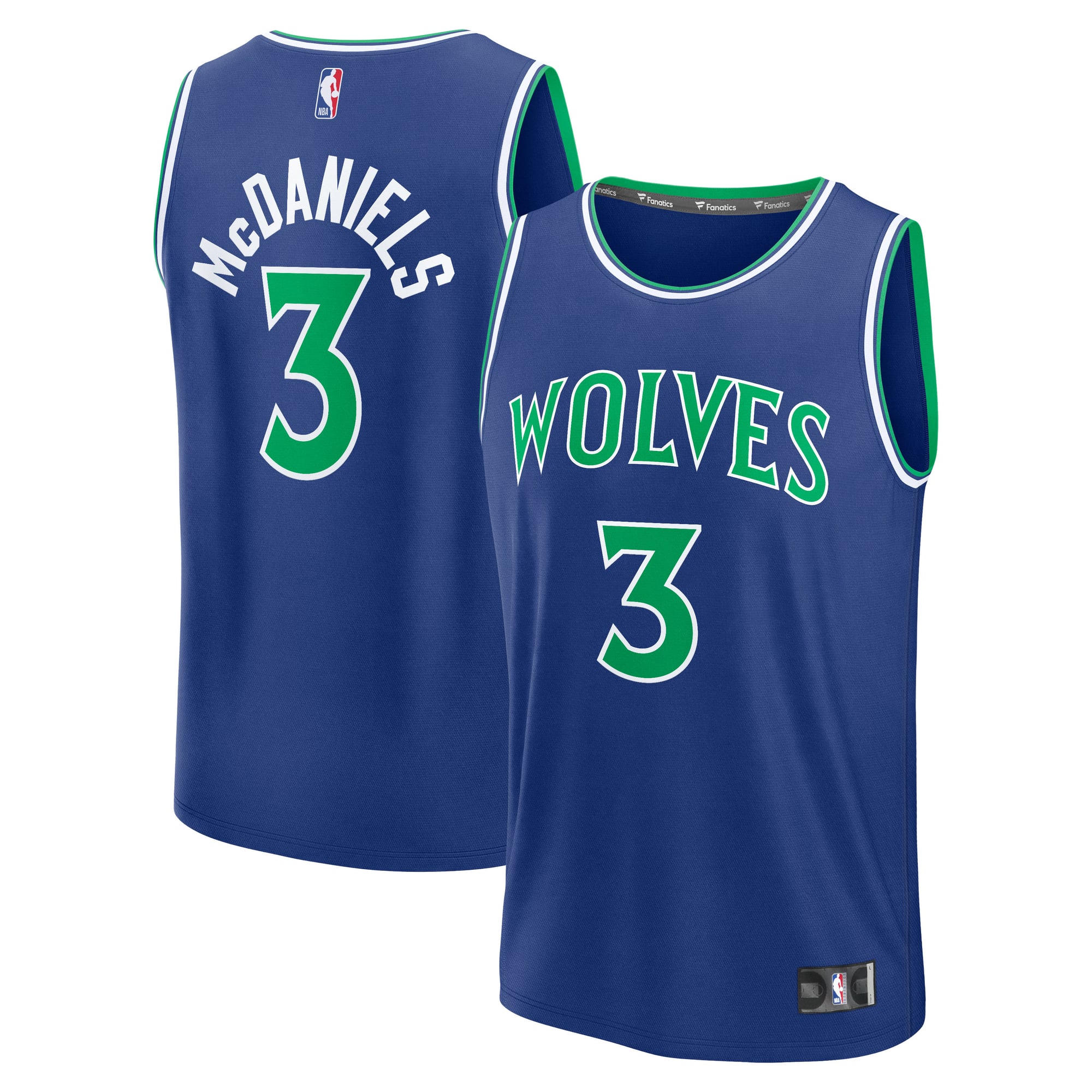 Men's Fanatics Jaden McDaniels Blue Minnesota Timberwolves Fast Break Jersey - Icon Edition