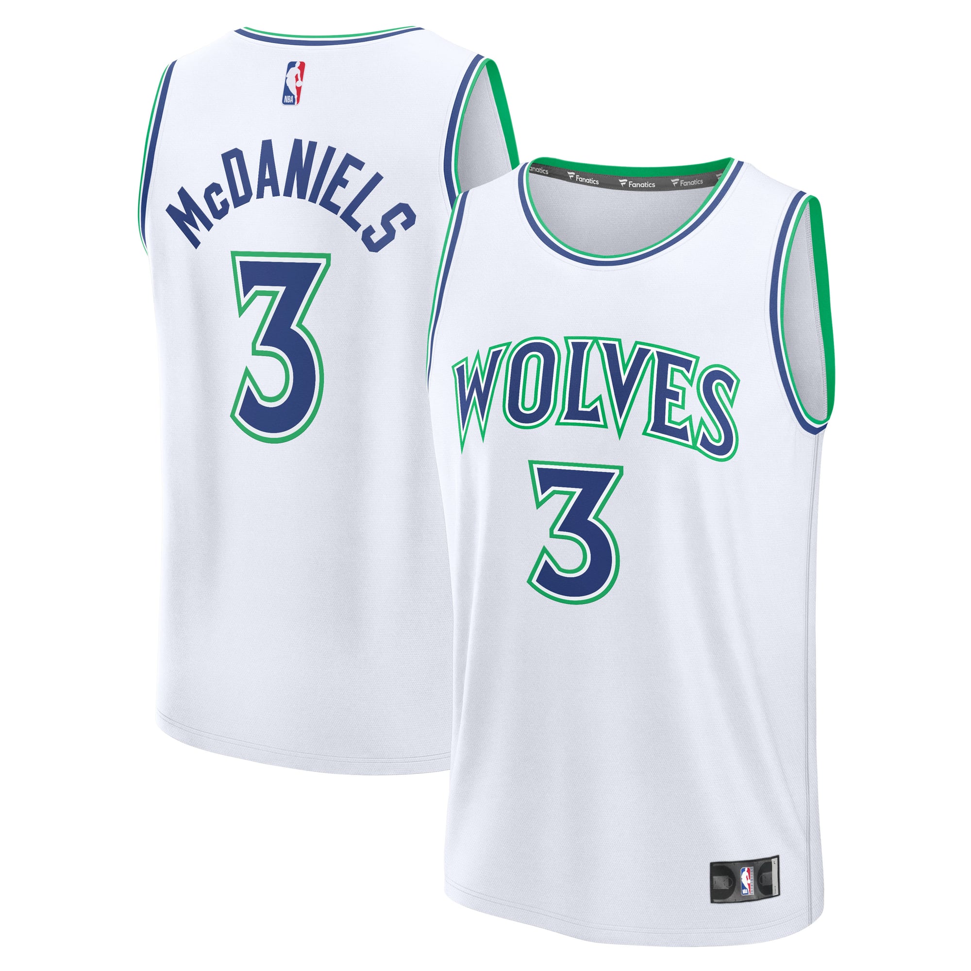 Men's Fanatics Jaden McDaniels White Minnesota Timberwolves Fast Break Jersey - Association Edition