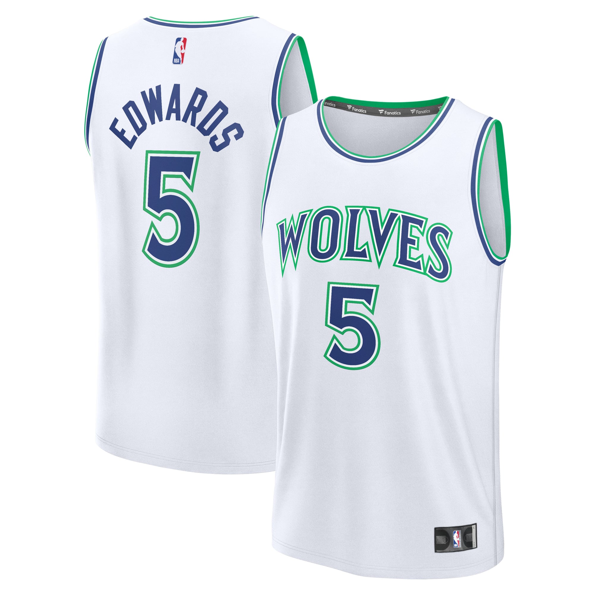 Men's Fanatics Anthony Edwards White Minnesota Timberwolves Fast Break Jersey - Association Edition