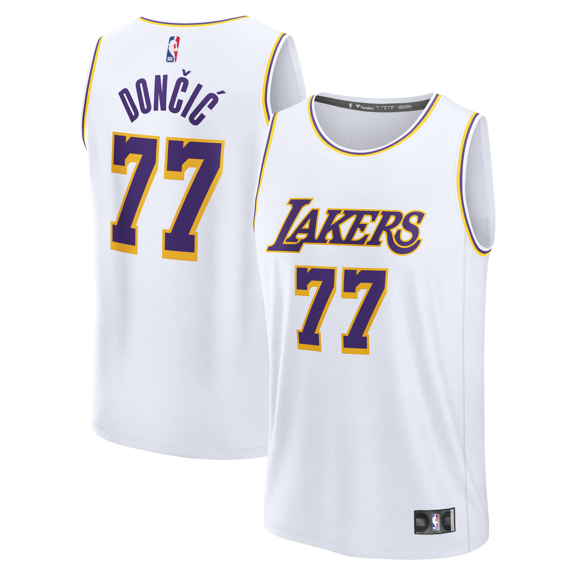Men's Fanatics Luka Dončić White Los Angeles Lakers Fast Break Jersey - Association Edition