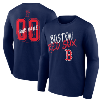 Men's Navy Boston Red Sox Hustle Personalized Name & Number Long Sleeve T-Shirt