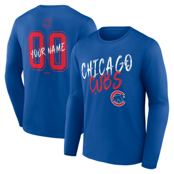 Men's Royal Chicago Cubs  Hustle Personalized Name & Number Long Sleeve T-Shirt
