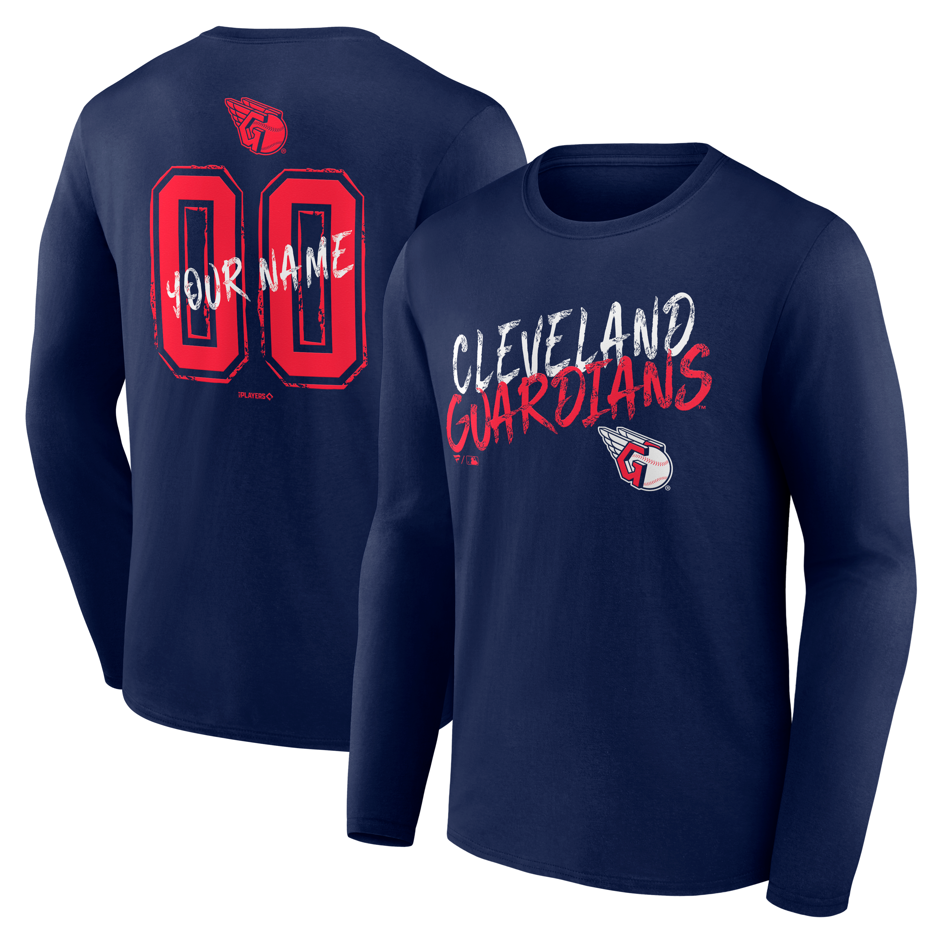Men's Navy Cleveland Guardians Hustle Personalized Name & Number Long Sleeve T-Shirt