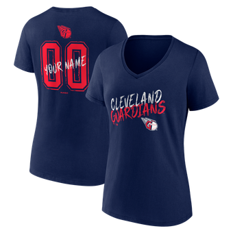 Women's Navy Cleveland Guardians Hustle Personalized Name & Number V-Neck T-Shirt