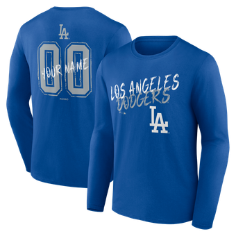 Men's Royal Los Angeles Dodgers  Hustle Personalized Name & Number Long Sleeve T-Shirt