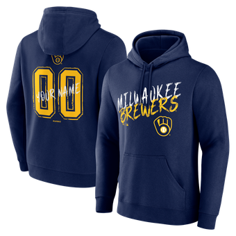 Men's Navy Milwaukee Brewers  Hustle Personalized Name & Number Hoodie