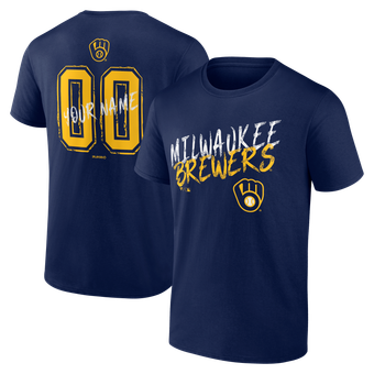 Men's Navy Milwaukee Brewers  Hustle Personalized Name & Number T-Shirt