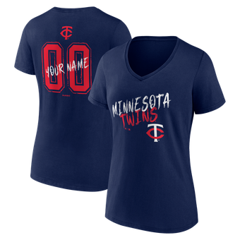 Women's Navy Minnesota Twins Hustle Personalized Name & Number V-Neck T-Shirt
