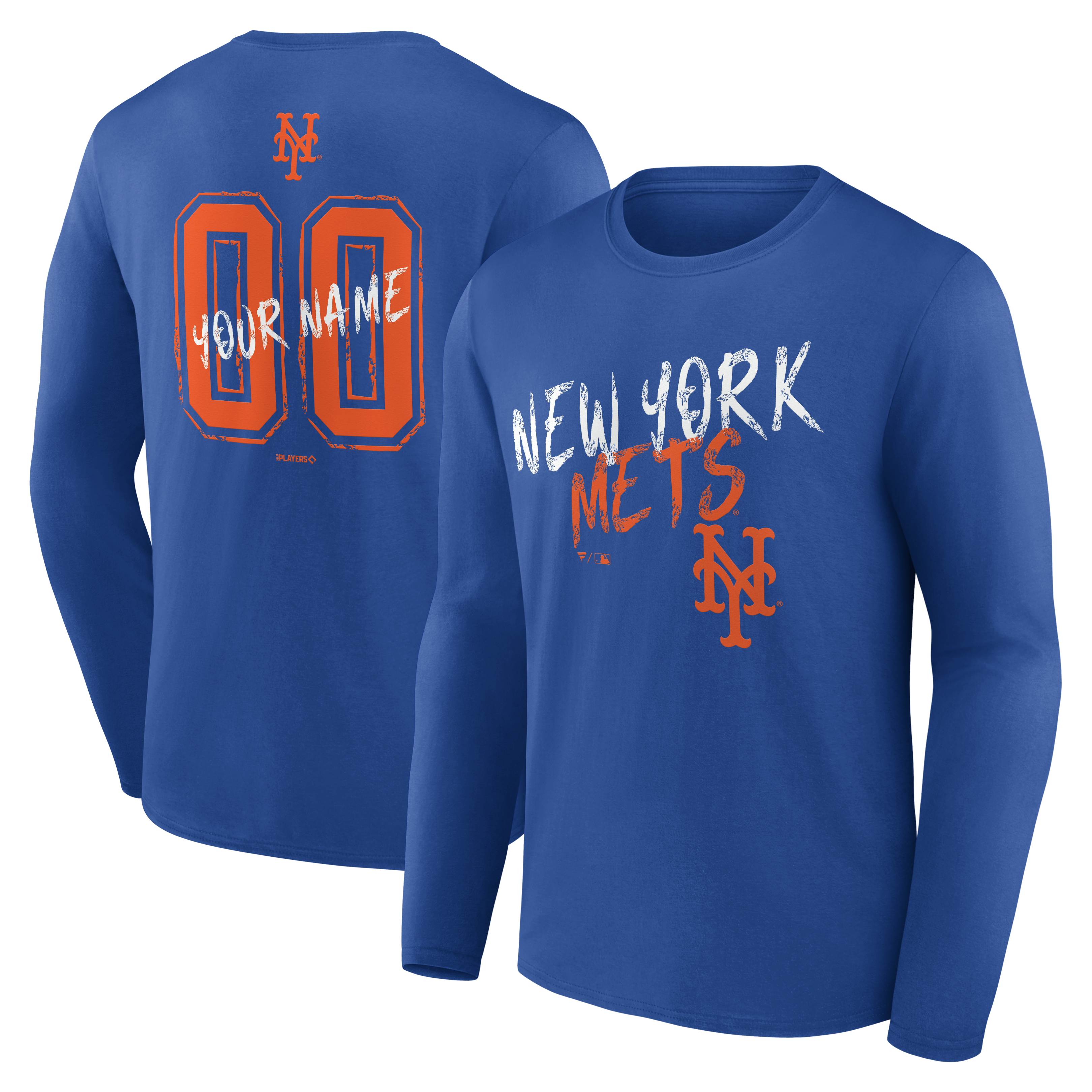 Men’s Royal New York Mets Hustle Personalized Name & Number Long Sleeve T-Shirt Men’s Royal New York Mets Hustle Personalized Name & Number Long Sleeve T-Shirt