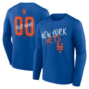 Men's Royal New York Mets  Hustle Personalized Name & Number Long Sleeve T-Shirt