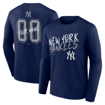 Men's Navy New York Yankees  Hustle Personalized Name & Number Long Sleeve T-Shirt