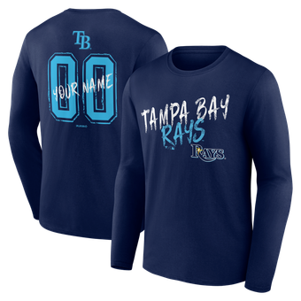 Men's Navy Tampa Bay Rays  Hustle Personalized Name & Number Long Sleeve T-Shirt