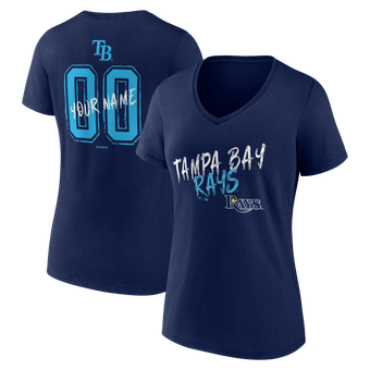 Women's Navy Tampa Bay Rays Hustle Personalized Name & Number V-Neck T-Shirt