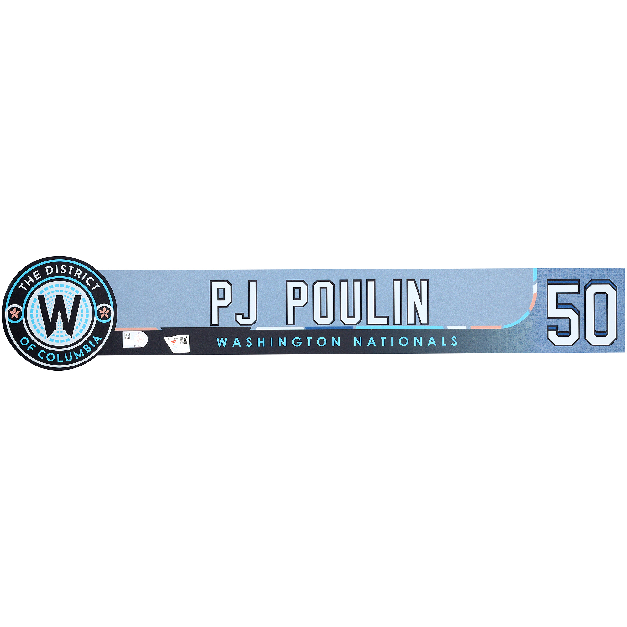 PJ Poulin Washington Nationals Player-Issued #50 Blue City Connect Nameplate from the 2025 MLB Season