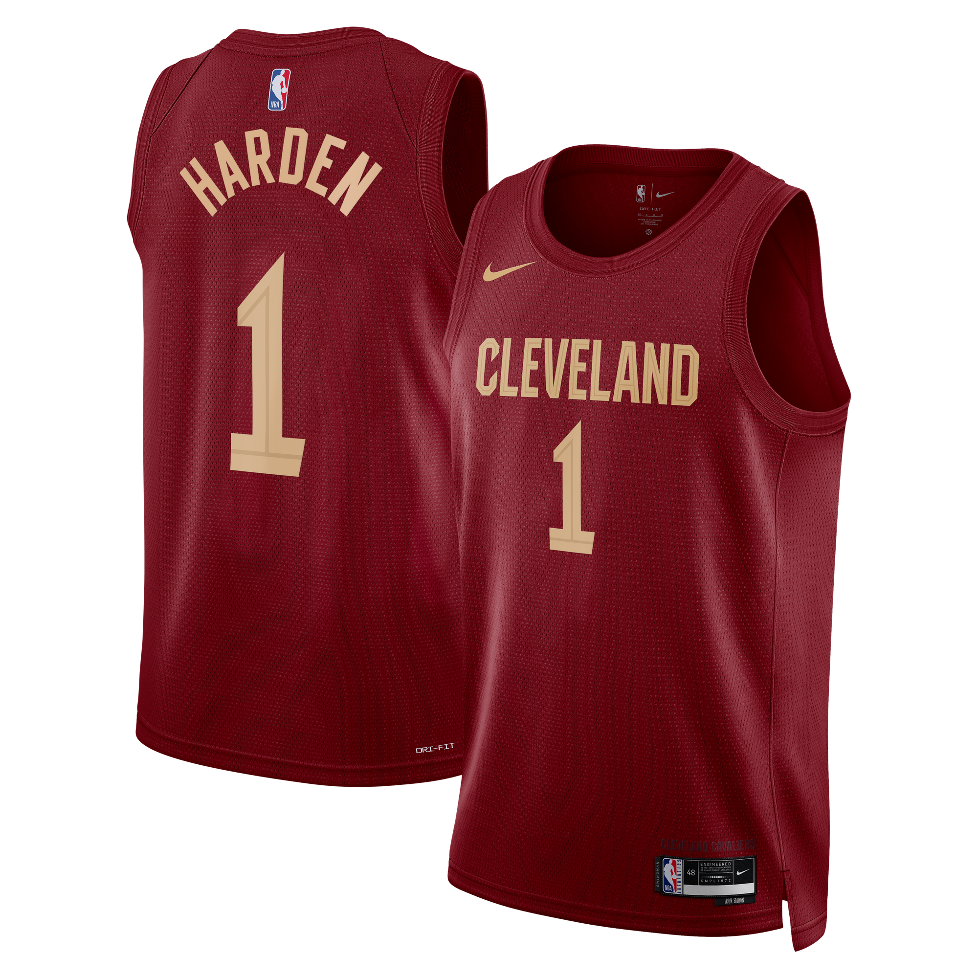 Camiseta Nike Icon Edition Swingman de los Cleveland Cavaliers - Vino - James Harden - Unisex